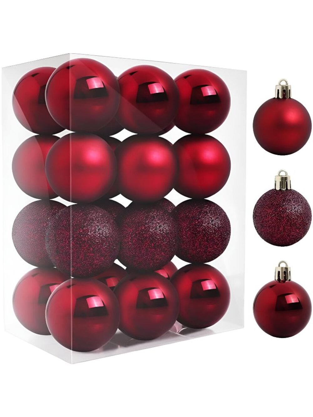 4 Packs 1.57 Inch, Red Christmas Ball Decorations Ornaments, Shatterproof